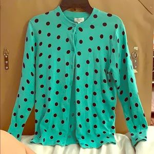 Crown and Ivy Teal/Navy dot Cardigan